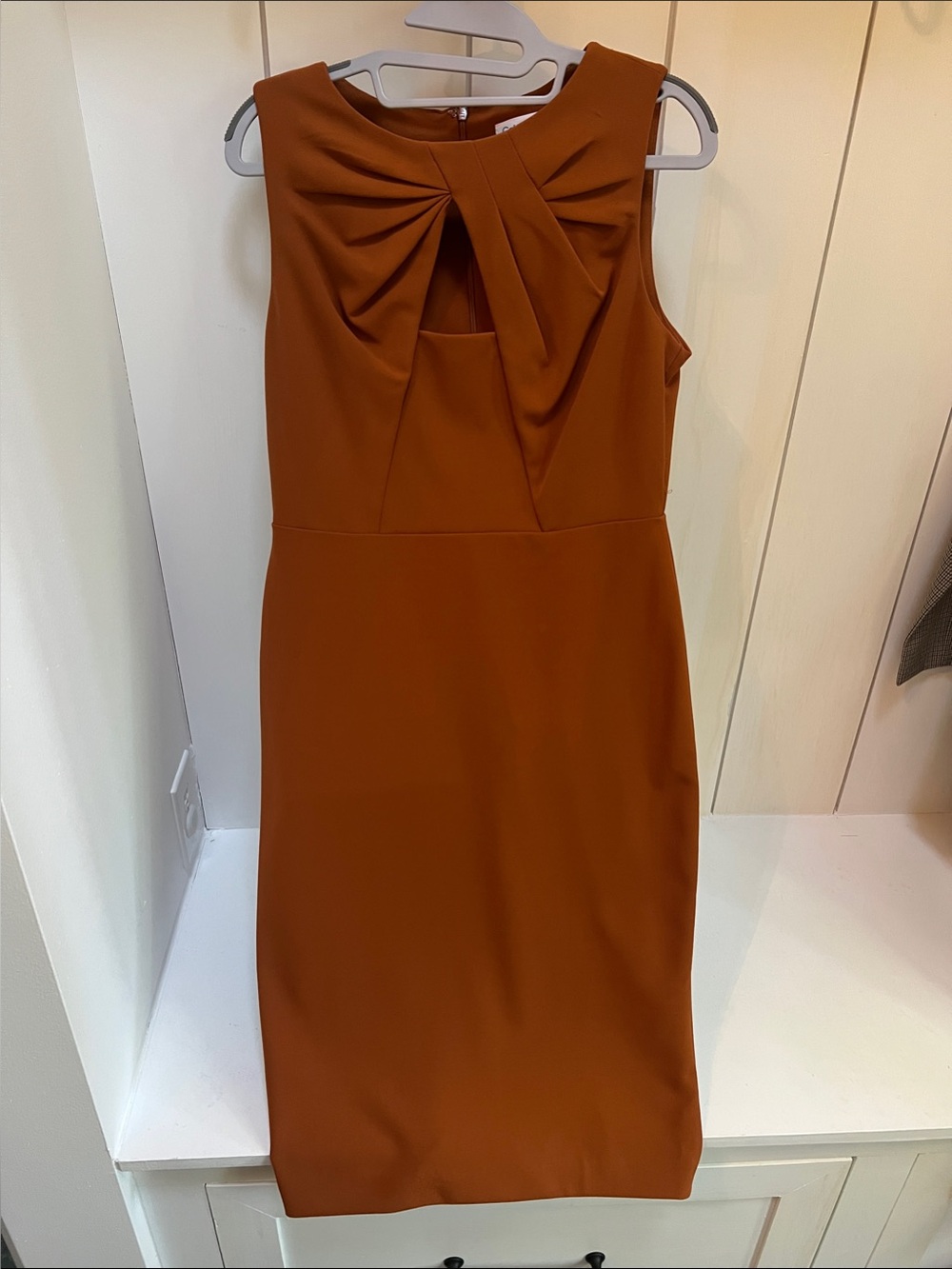 Calvin Klein Rust Keyhole Sheath Dress